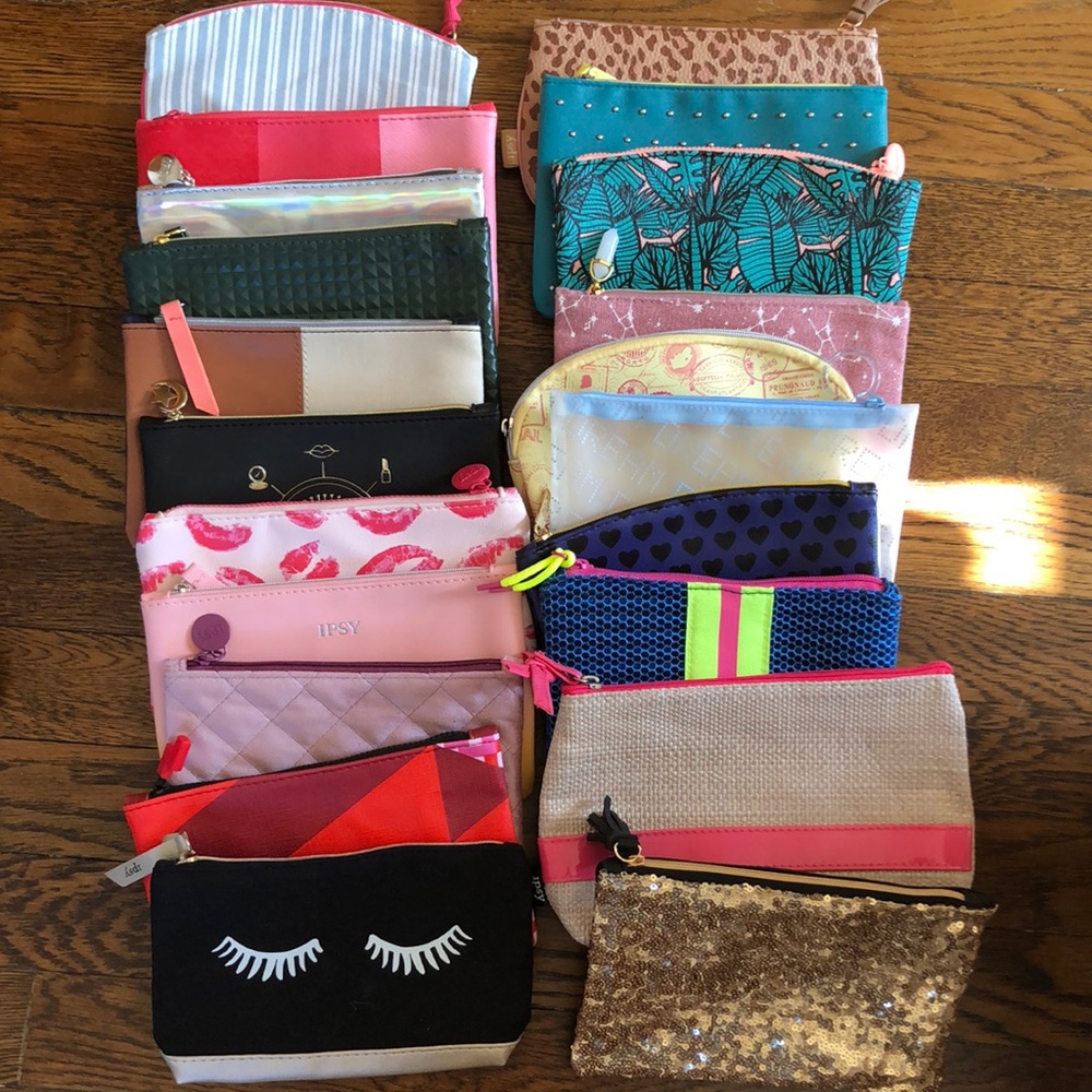Lot of 54 ipsy Bags.  Three bonus bags (not Ipsy) total of 57
